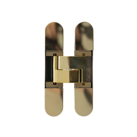 This is an image of AGB Eclipse Fire Rated Adjustable Concealed Hinge - Polished Brass available to order from T.H Wiggans Architectural Ironmongery in Kendal.