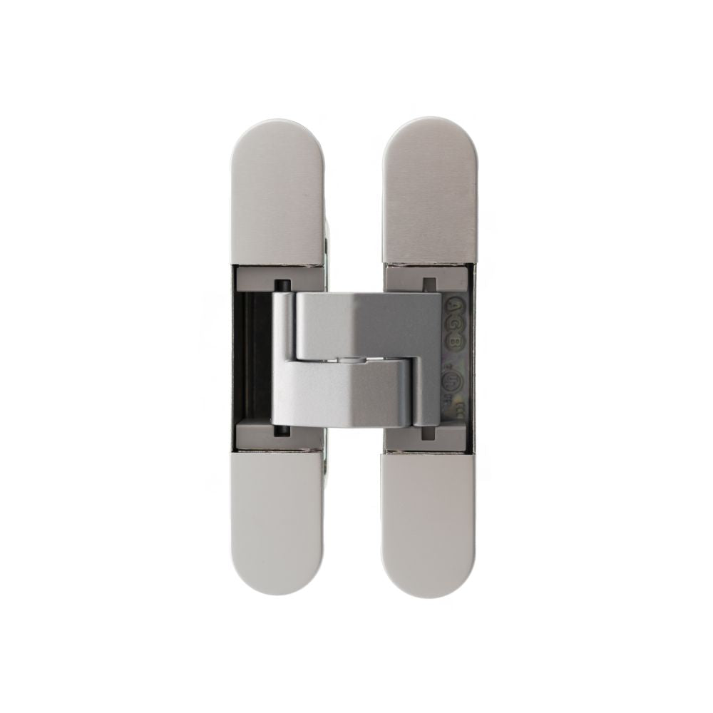 This is an image of AGB Eclipse Fire Rated Adjustable Concealed Hinge - Satin Chrome available to order from T.H Wiggans Architectural Ironmongery in Kendal.
