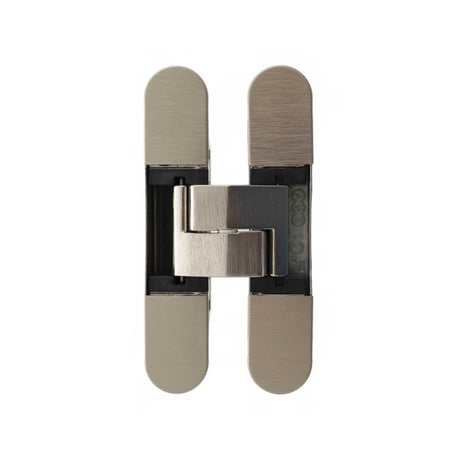 This is an image of AGB Eclipse Fire Rated Adjustable Concealed Hinge - Satin Nickel available to order from T.H Wiggans Architectural Ironmongery.