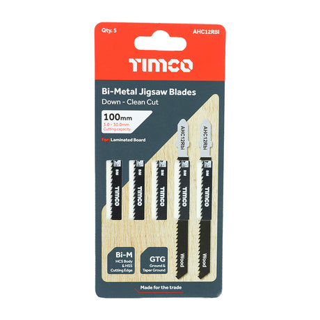 This is an image showing TIMCO Jigsaw Blades - Wood Cutting - Bi-Metal Blades - T101BRF - 5 Pieces Pack available from T.H Wiggans Ironmongery in Kendal, quick delivery at discounted prices.