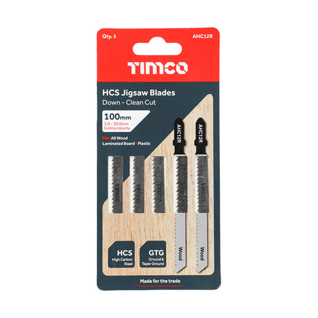 This is an image showing TIMCO Jigsaw Blades - Wood Cutting - HCS Blades - T101BR - 5 Pieces Pack available from T.H Wiggans Ironmongery in Kendal, quick delivery at discounted prices.