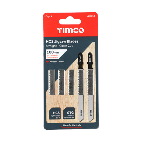 This is an image showing TIMCO Jigsaw Blades - Wood Cutting - HCS Blades - T101B - 5 Pieces Pack available from T.H Wiggans Ironmongery in Kendal, quick delivery at discounted prices.