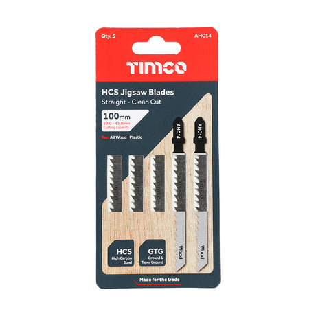This is an image showing TIMCO Jigsaw Blades - Wood Cutting - HCS Blades - T101D - 5 Pieces Pack available from T.H Wiggans Ironmongery in Kendal, quick delivery at discounted prices.