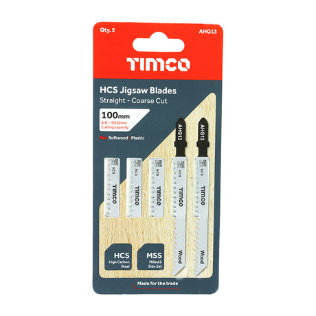 This is an image showing TIMCO Jigsaw Blades - Wood Cutting - HCS Blades - T111C - 5 Pieces Pack available from T.H Wiggans Ironmongery in Kendal, quick delivery at discounted prices.