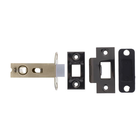 This is an image of Atlantic Bolt Through Tubular Latch 2.5" - Black Nickel available to order from T.H Wiggans Architectural Ironmongery in Kendal.