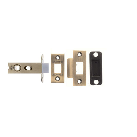 This is an image of Atlantic Bolt Through Tubular Latch 2.5" - Matt Antique Brass available to order from T.H Wiggans Architectural Ironmongery in Kendal.