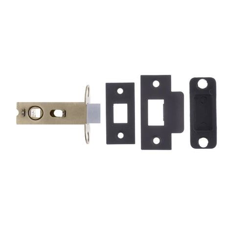 This is an image of Atlantic Bolt Through Tubular Latch 2.5" - Matt Black available to order from T.H Wiggans Architectural Ironmongery in Kendal.