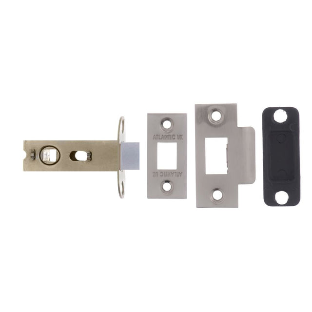 This is an image of Atlantic Bolt Through Tubular Latch 2.5" - Satin Nickel available to order from T.H Wiggans Architectural Ironmongery in Kendal.