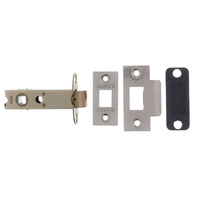 This is an image of Atlantic Heavy Duty Bolt Through Tubular Latch 3" - Satin Nickel available to order from T.H Wiggans Architectural Ironmongery in Kendal.