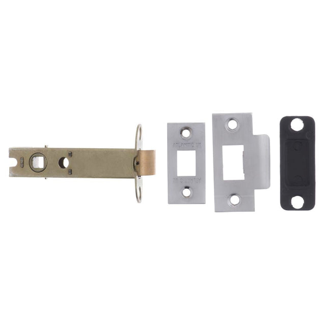 This is an image of Atlantic Heavy Duty Bolt Through Tubular Latch 4" - Satin Chrome available to order from T.H Wiggans Architectural Ironmongery in Kendal.