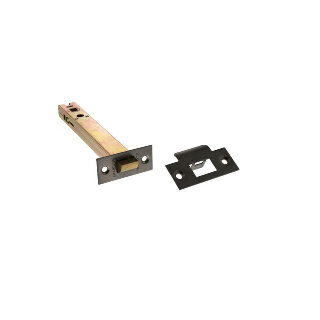 This is an image of Atlantic Heavy Duty Bolt Through Tubular Latch 6" - Matt Gun Metal available to order from T.H Wiggans Architectural Ironmongery in Kendal.
