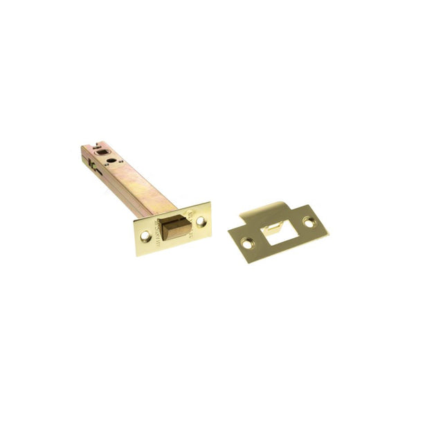 This is an image of Atlantic Heavy Duty Bolt Through Tubular Latch 6" - Polished Brass available to order from T.H Wiggans Architectural Ironmongery in Kendal.