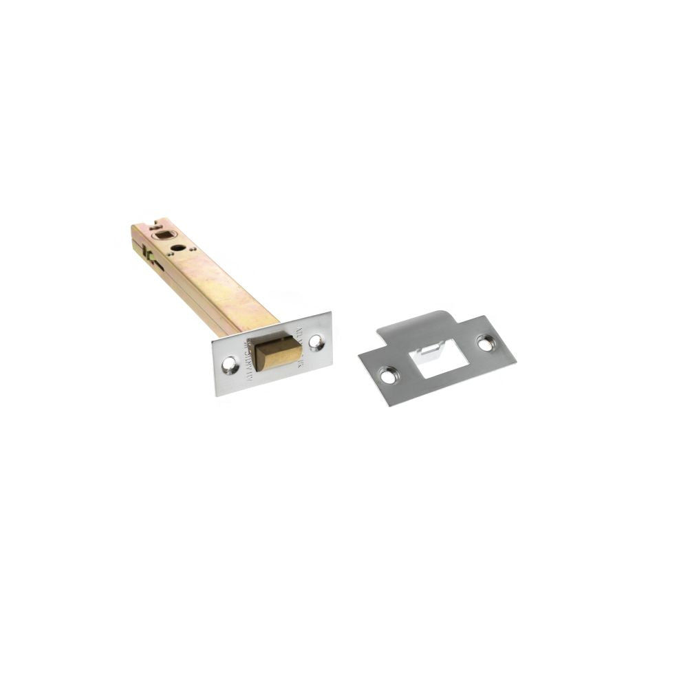 This is an image of Atlantic Heavy Duty Bolt Through Tubular Latch 6" - Satin Chrome available to order from T.H Wiggans Architectural Ironmongery in Kendal.