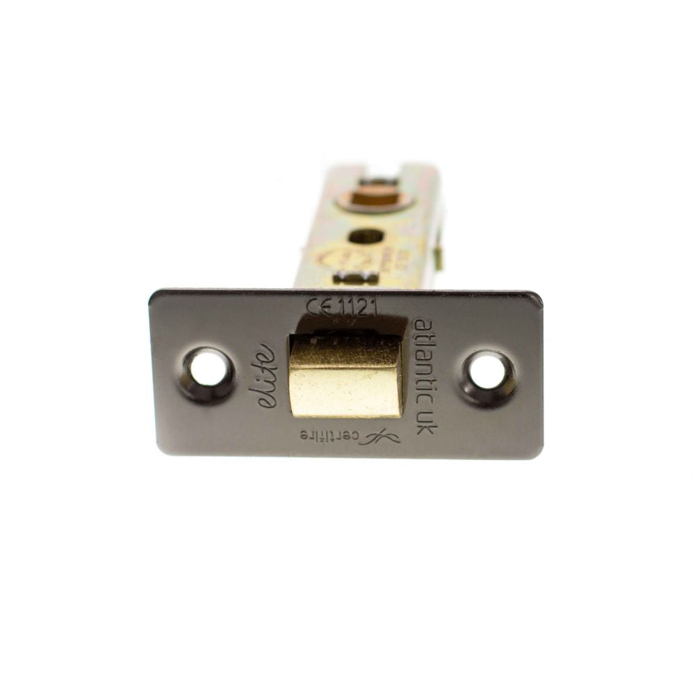 This is an image of Atlantic Fire-Rated CE Marked Bolt Through Tubular Latch 3" - Black Nickel available to order from T.H Wiggans Architectural Ironmongery in Kendal.