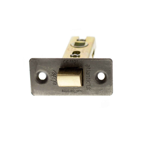 This is an image of Atlantic Fire-Rated CE Marked Bolt Through Tubular Latch 3" - Distressed Silver available to order from T.H Wiggans Architectural Ironmongery in Kendal.