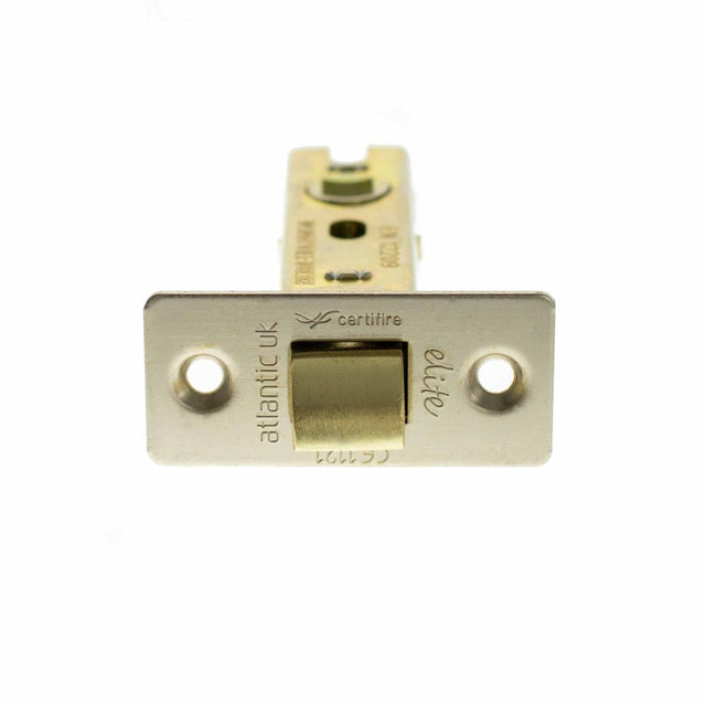 This is an image of Atlantic Fire-Rated CE Marked Bolt Through Tubular Latch 3" - Satin Nickel available to order from T.H Wiggans Architectural Ironmongery in Kendal.