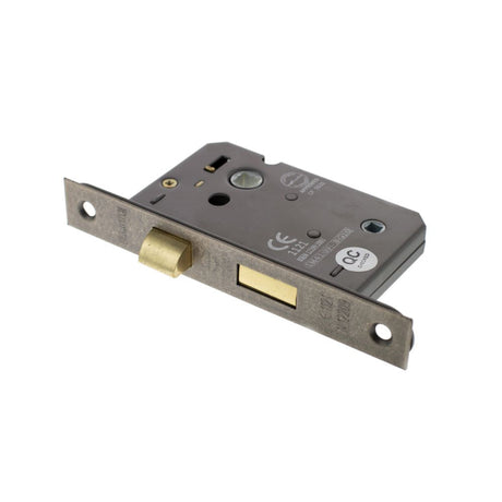 This is an image of Atlantic Bathroom Lock [CE] 2.5" - Distressed Silver available to order from T.H Wiggans Architectural Ironmongery in Kendal.