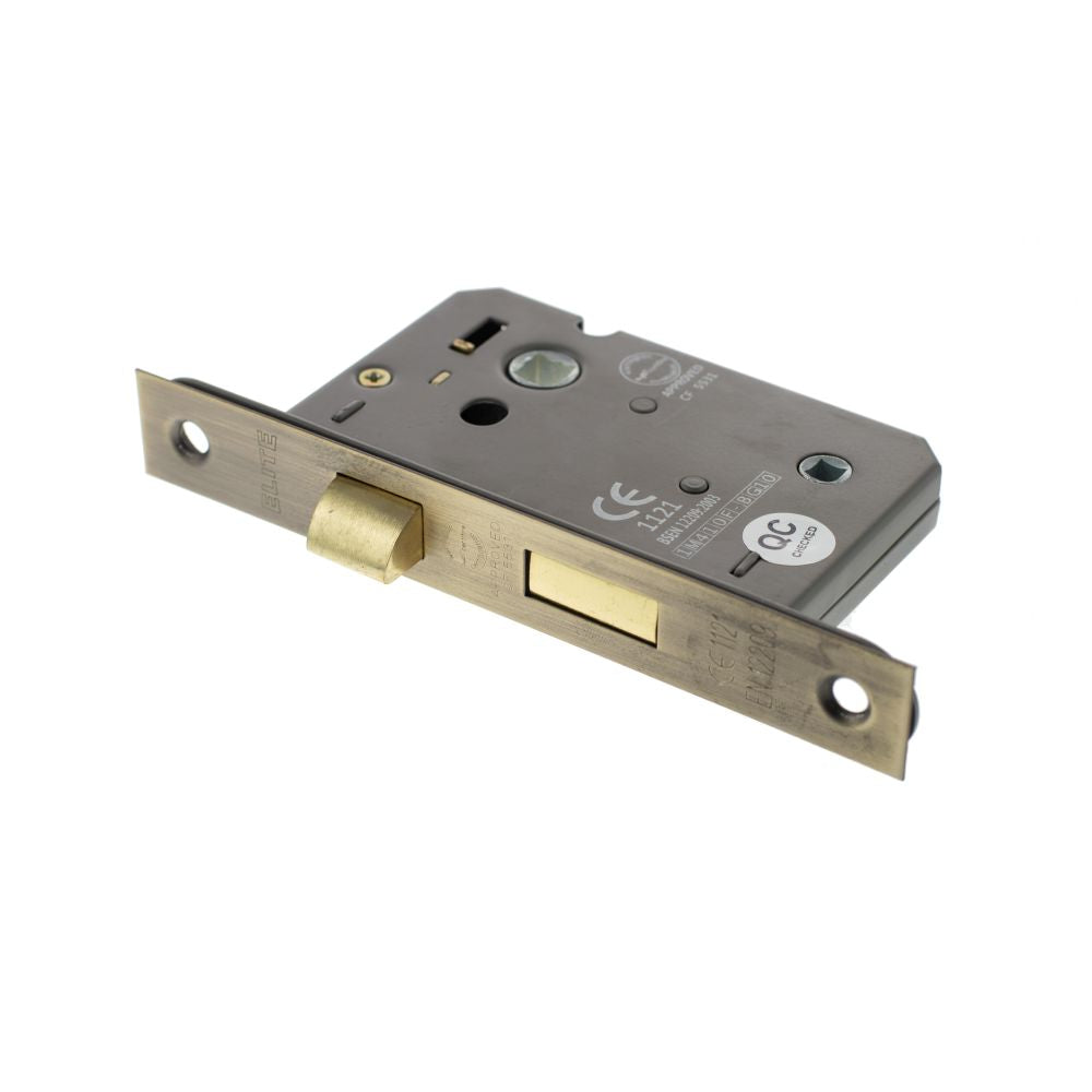 This is an image of Atlantic Bathroom Lock [CE] 2.5" - Matt Antique Brass available to order from T.H Wiggans Architectural Ironmongery in Kendal.