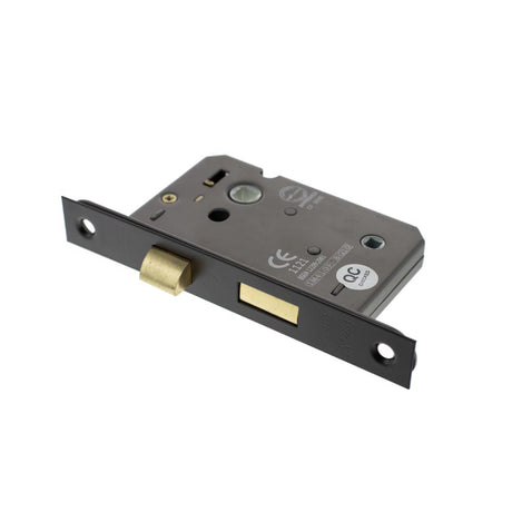 This is an image of Atlantic Bathroom Lock [CE] 2.5" - Matt Black available to order from T.H Wiggans Architectural Ironmongery in Kendal.