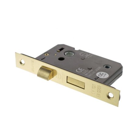 This is an image of Atlantic Bathroom Lock [CE] 2.5" - Polished Brass available to order from T.H Wiggans Architectural Ironmongery in Kendal.