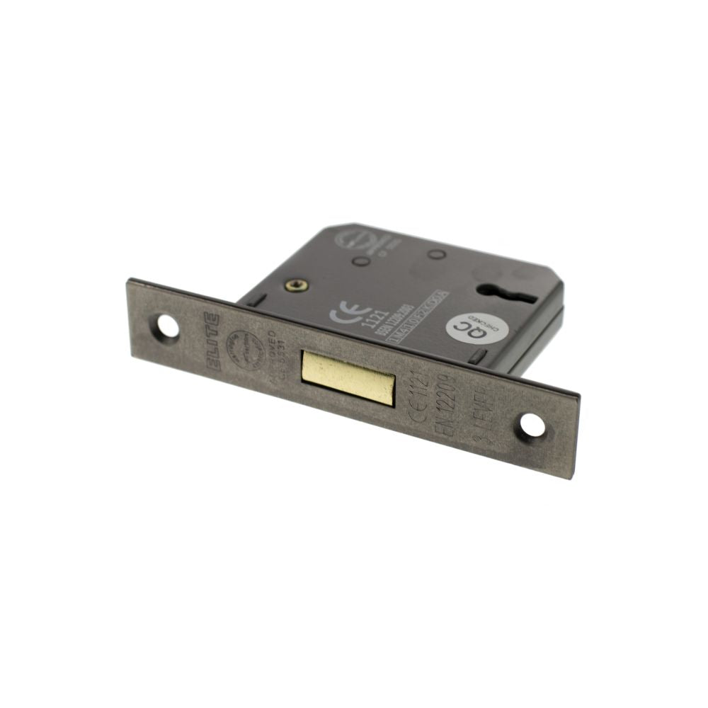 This is an image of Atlantic 3 Lever Key Deadlock [CE] 2.5" - Distressed Silver available to order from T.H Wiggans Architectural Ironmongery in Kendal.