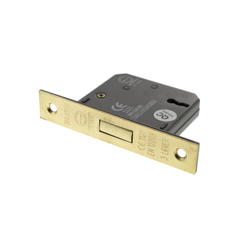 This is an image of Atlantic 3 Lever Key Deadlock [CE] 2.5" - Polished Brass available to order from T.H Wiggans Architectural Ironmongery in Kendal.