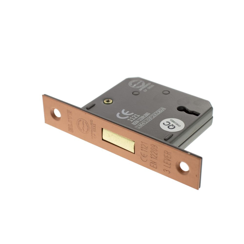 This is an image of Atlantic 3 Lever Key Deadlock [CE] 2.5" - Urban Satin Copper available to order from T.H Wiggans Architectural Ironmongery in Kendal.