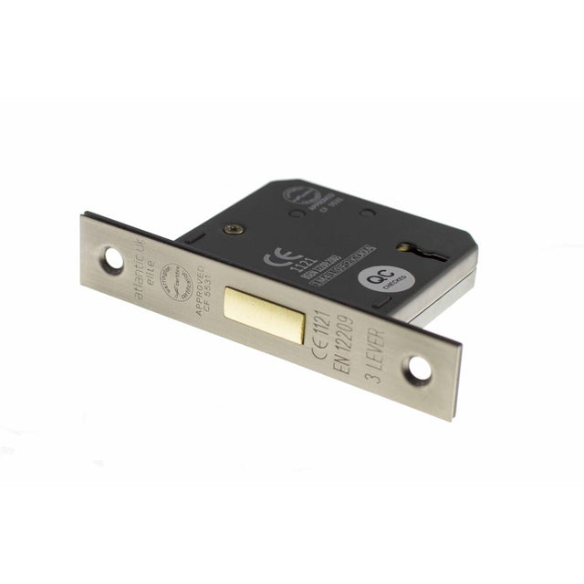 This is an image of Atlantic 3 Lever Key Deadlock [CE] 3" - Matt Gun Metal available to order from T.H Wiggans Architectural Ironmongery in Kendal.