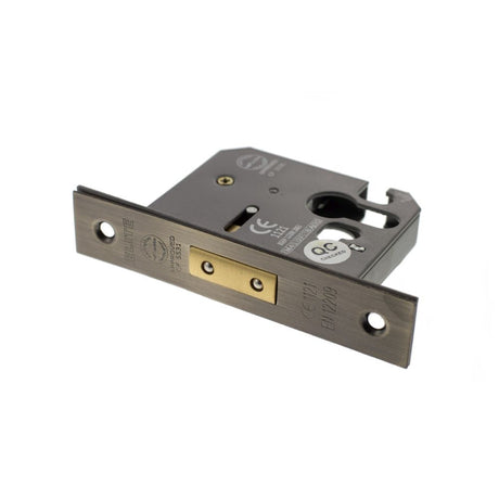 This is an image of Atlantic Euro Deadlock [CE] 2.5" - Antique Brass available to order from T.H Wiggans Architectural Ironmongery in Kendal.