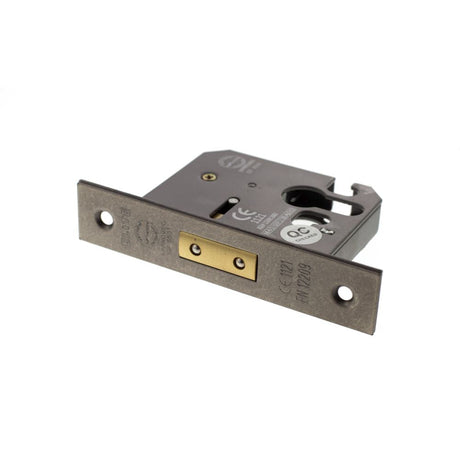 This is an image of Atlantic Euro Deadlock [CE] 2.5" - Distressed Silver available to order from T.H Wiggans Architectural Ironmongery in Kendal.