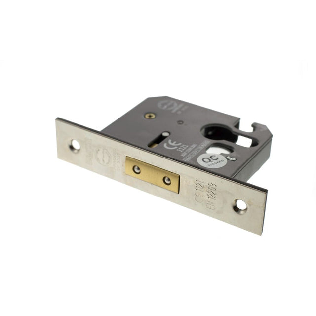 This is an image of Atlantic Euro Deadlock [CE] 2.5" - Polished Nickel available to order from T.H Wiggans Architectural Ironmongery in Kendal.