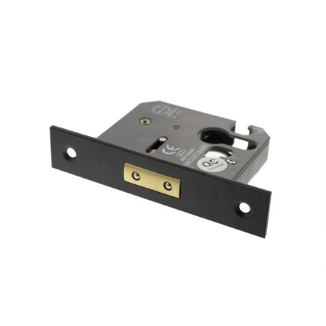 This is an image of Atlantic Euro Deadlock [CE] 3" - Matt Black available to order from T.H Wiggans Architectural Ironmongery in Kendal.