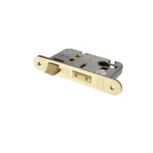 This is an image of Atlantic Euro Radius Corner Sashlock [CE] 2.5" - Polished Brass available to order from T.H Wiggans Architectural Ironmongery in Kendal.