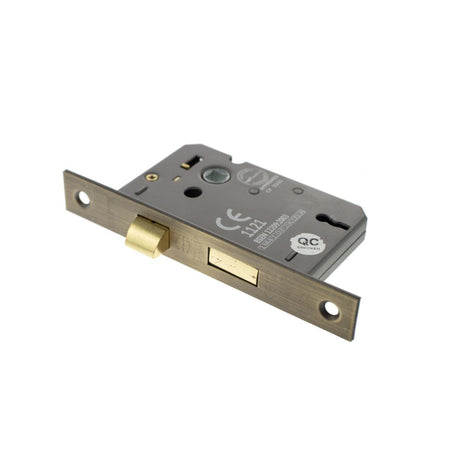 This is an image of Atlantic 3 Lever Key Sashlock [CE] 2.5" - Matt Antique Brass available to order from T.H Wiggans Architectural Ironmongery in Kendal.