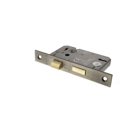 This is an image of Atlantic 3 Lever Key Sashlock [CE] 2.5" - Matt Gun Metal available to order from T.H Wiggans Architectural Ironmongery in Kendal.