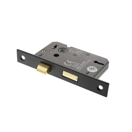 This is an image of Atlantic 3 Lever Key Sashlock [CE] 2.5" - Matt Black available to order from T.H Wiggans Architectural Ironmongery in Kendal.