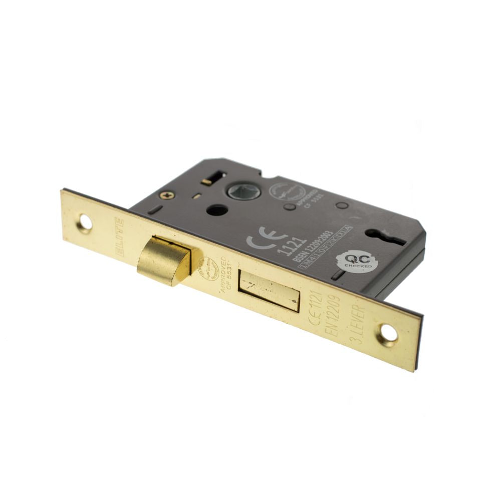 This is an image of Atlantic 3 Lever Key Sashlock [CE] 2.5" - Polished Brass available to order from T.H Wiggans Architectural Ironmongery in Kendal.