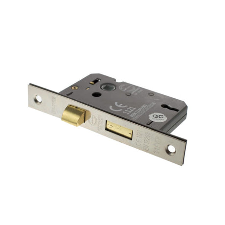 This is an image of Atlantic 3 Lever Key Sashlock [CE] 2.5" - Polished Nickel available to order from T.H Wiggans Architectural Ironmongery in Kendal.