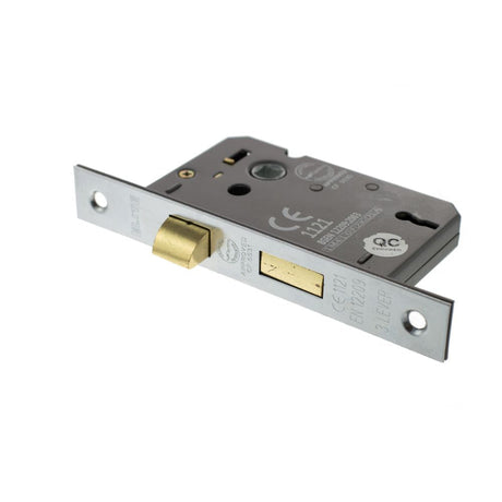 This is an image of Atlantic 3 Lever Key Sashlock [CE] 2.5" - Satin Chrome available to order from T.H Wiggans Architectural Ironmongery in Kendal.