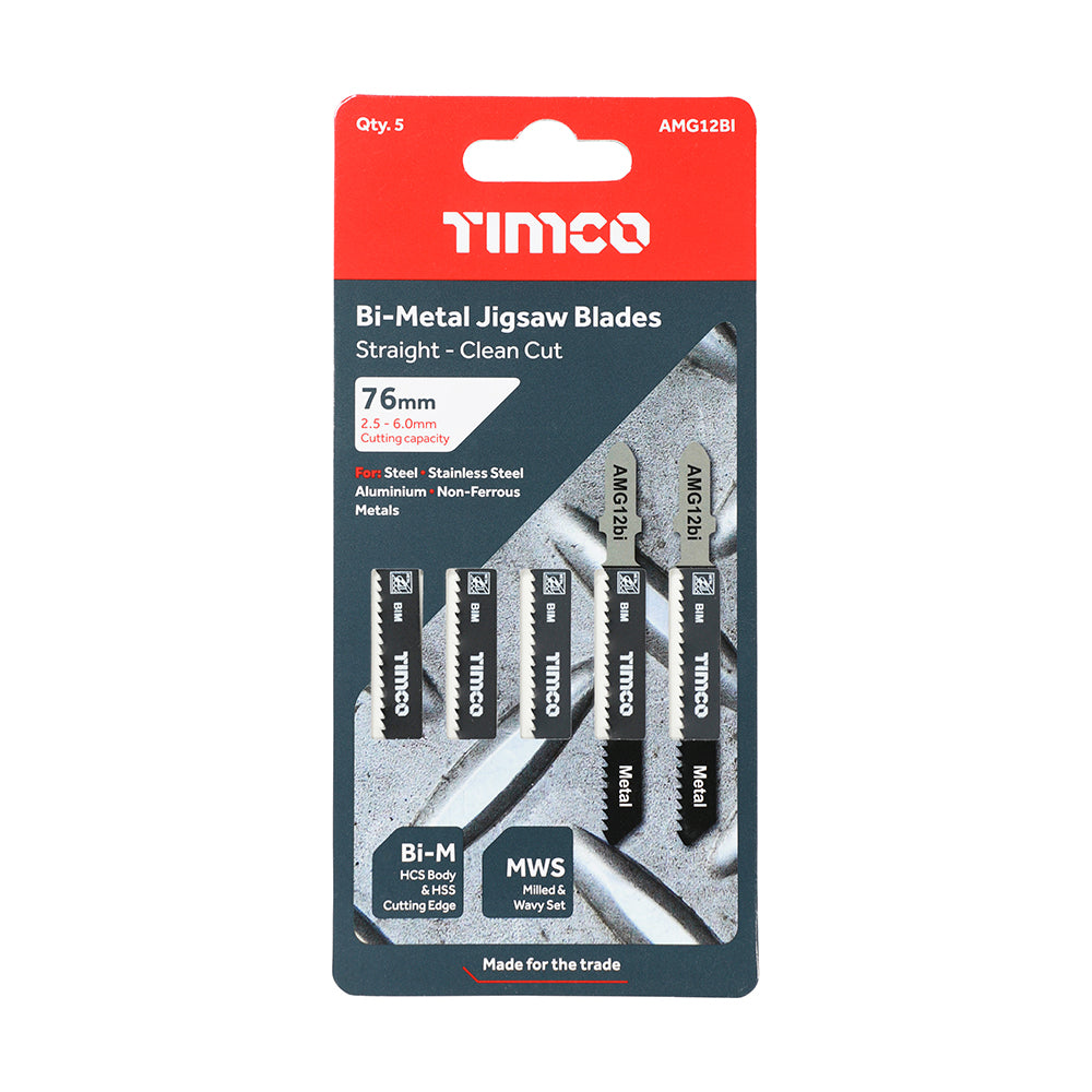 This is an image showing TIMCO Jigsaw Blades - Metal Cutting - Bi-Metal Blades - T118BF - 5 Pieces Pack available from T.H Wiggans Ironmongery in Kendal, quick delivery at discounted prices.