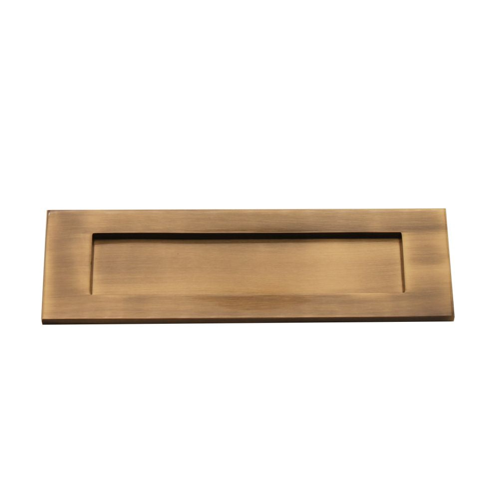 This is an image of Spira Brass - Victorian Letter Plate 250mm Antique Brass available to order from T.H Wiggans Architectural Ironmongery in Kendal, quick delivery and discounted prices.