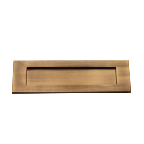 This is an image of Spira Brass - Victorian Letter Plate 250mm Antique Brass available to order from T.H Wiggans Architectural Ironmongery in Kendal, quick delivery and discounted prices.