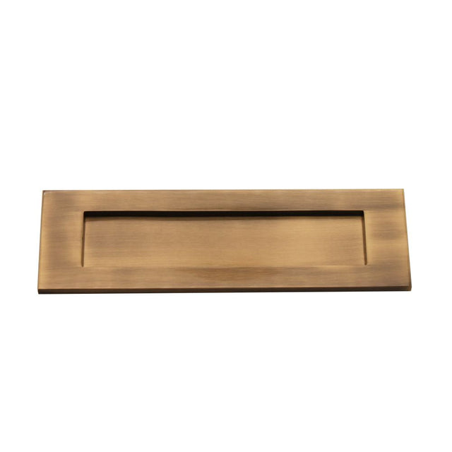 This is an image of Spira Brass - Victorian Letter Plate 250mm Antique Brass available to order from T.H Wiggans Architectural Ironmongery in Kendal, quick delivery and discounted prices.