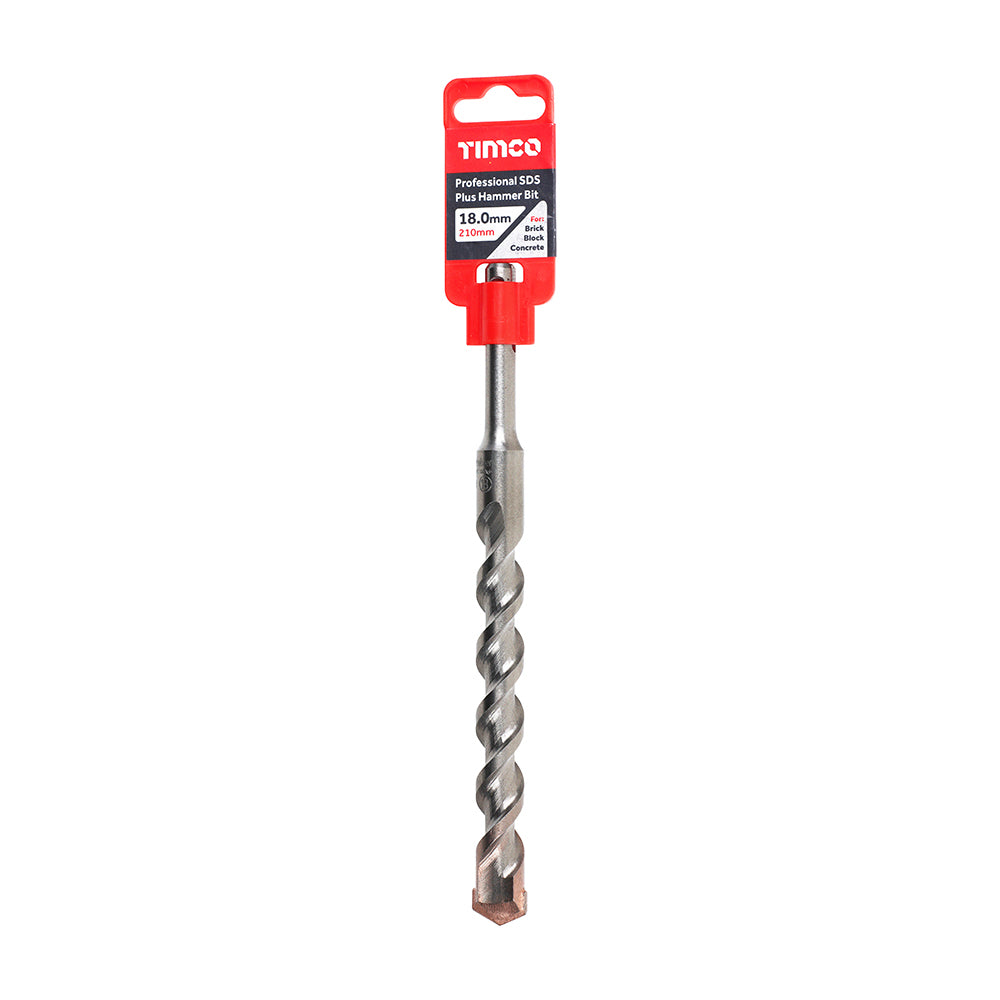 This is an image showing TIMCO Professional SDS Plus Hammer Bit - 18.0 x 210 - 1 Each Clip available from T.H Wiggans Ironmongery in Kendal, quick delivery at discounted prices.