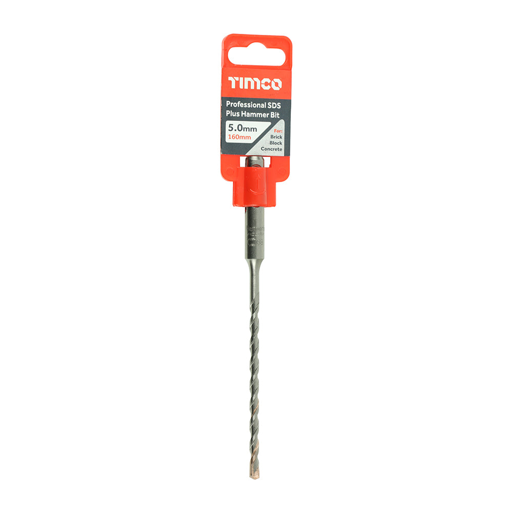 This is an image showing TIMCO Professional SDS Plus Hammer Bit - 5.0 x 160 - 1 Each Clip available from T.H Wiggans Ironmongery in Kendal, quick delivery at discounted prices.