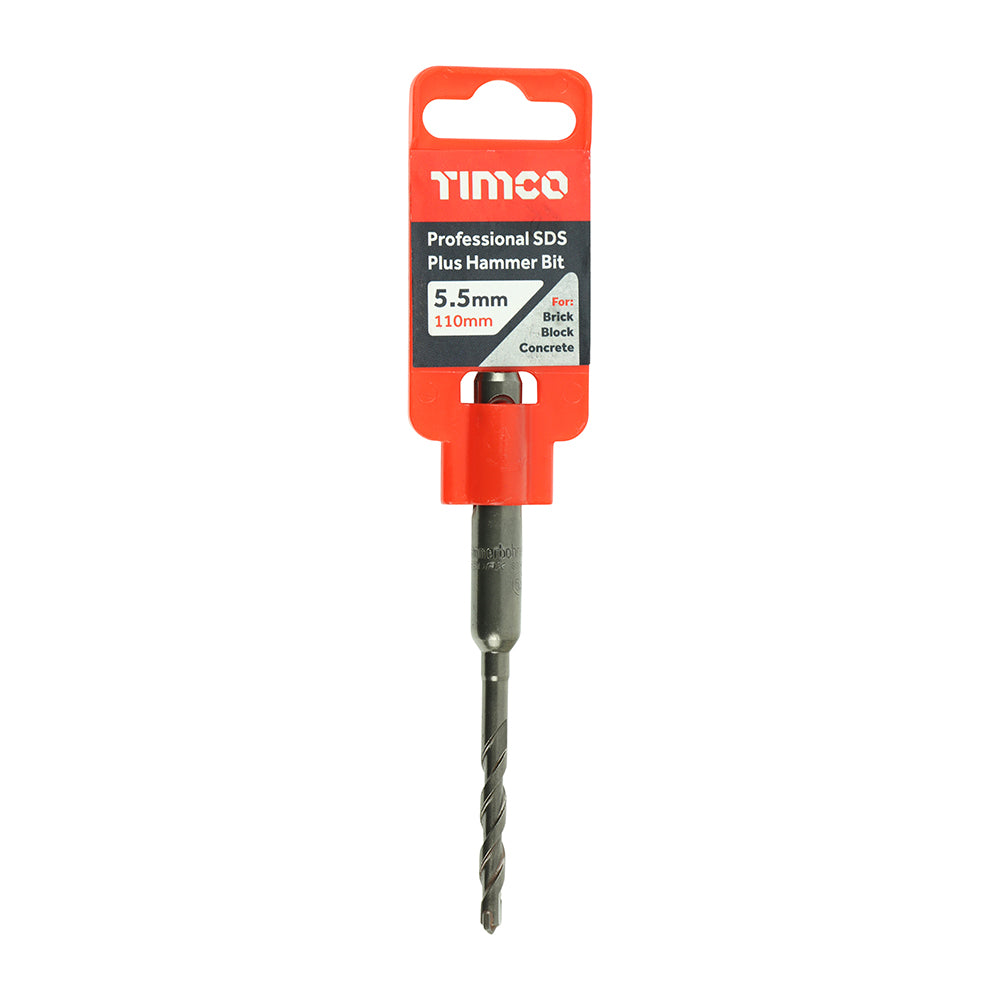 This is an image showing TIMCO Professional SDS Plus Hammer Bit - 5.5 x 110 - 1 Each Clip available from T.H Wiggans Ironmongery in Kendal, quick delivery at discounted prices.