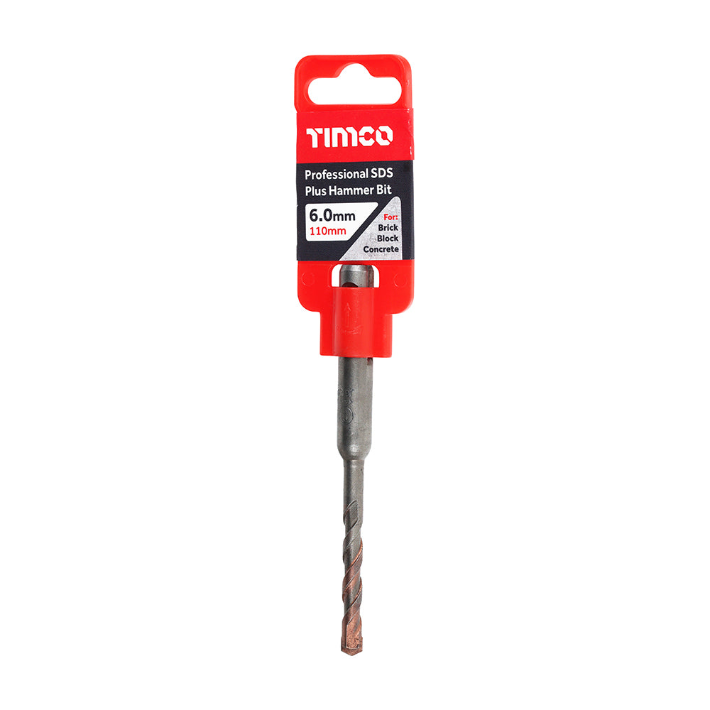 This is an image showing TIMCO Professional SDS Plus Hammer Bit - 6.0 x 110 - 1 Each Clip available from T.H Wiggans Ironmongery in Kendal, quick delivery at discounted prices.