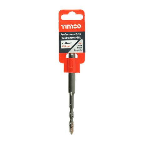 This is an image showing TIMCO Professional SDS Plus Hammer Bit - 7.0 x 110 - 1 Each Clip available from T.H Wiggans Ironmongery in Kendal, quick delivery at discounted prices.