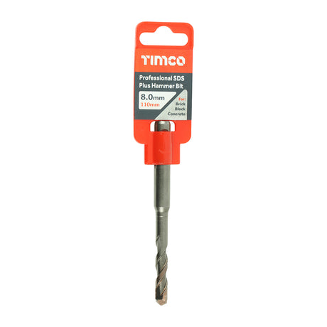 This is an image showing TIMCO Professional SDS Plus Hammer Bit - 8.0 x 110 - 1 Each Clip available from T.H Wiggans Ironmongery in Kendal, quick delivery at discounted prices.