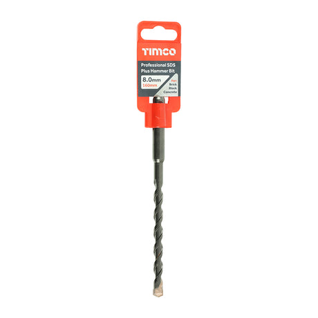 This is an image showing TIMCO Professional SDS Plus Hammer Bit - 8.0 x 160 - 1 Each Clip available from T.H Wiggans Ironmongery in Kendal, quick delivery at discounted prices.